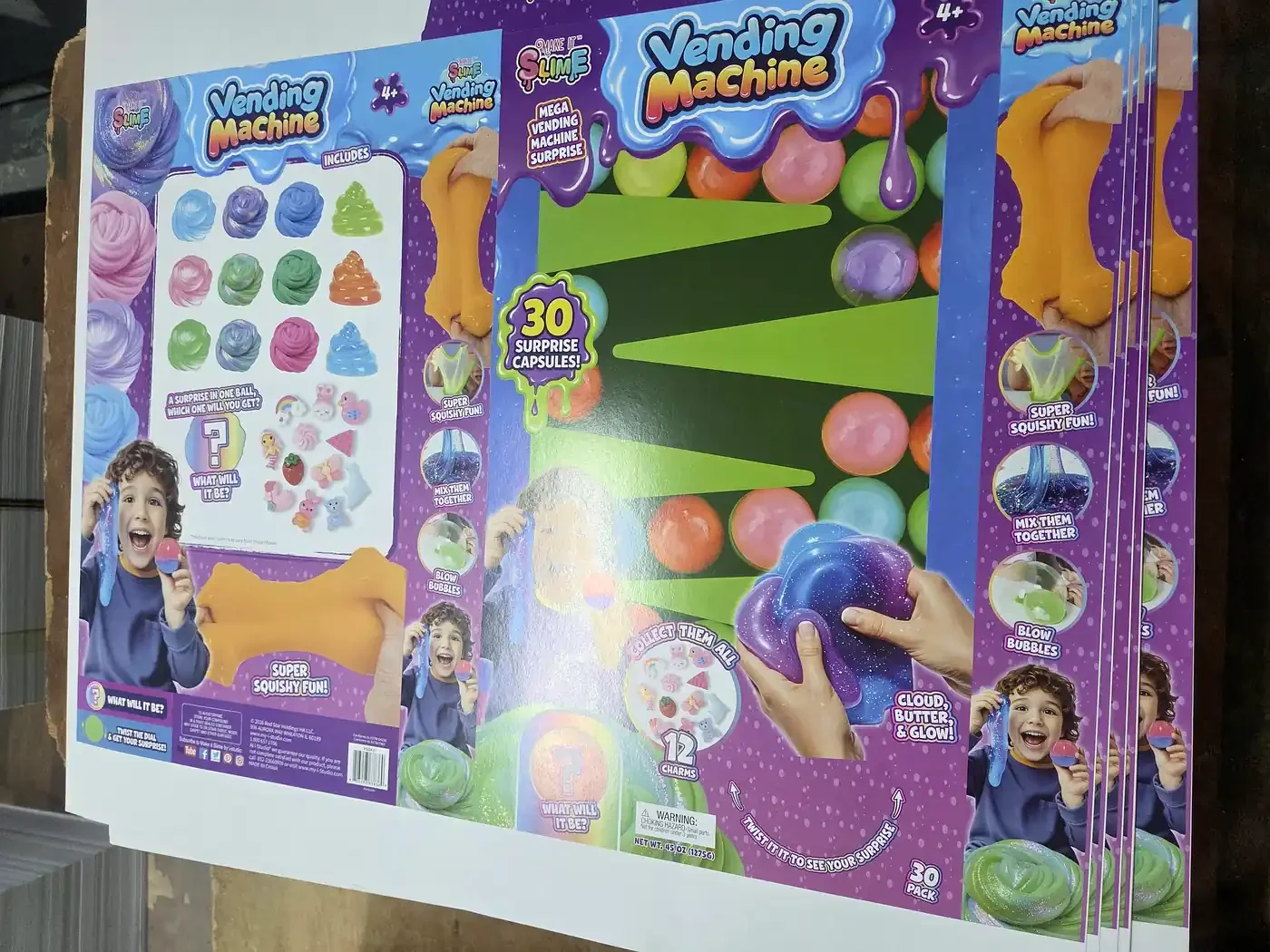 Slim packaging boxes for vending machines