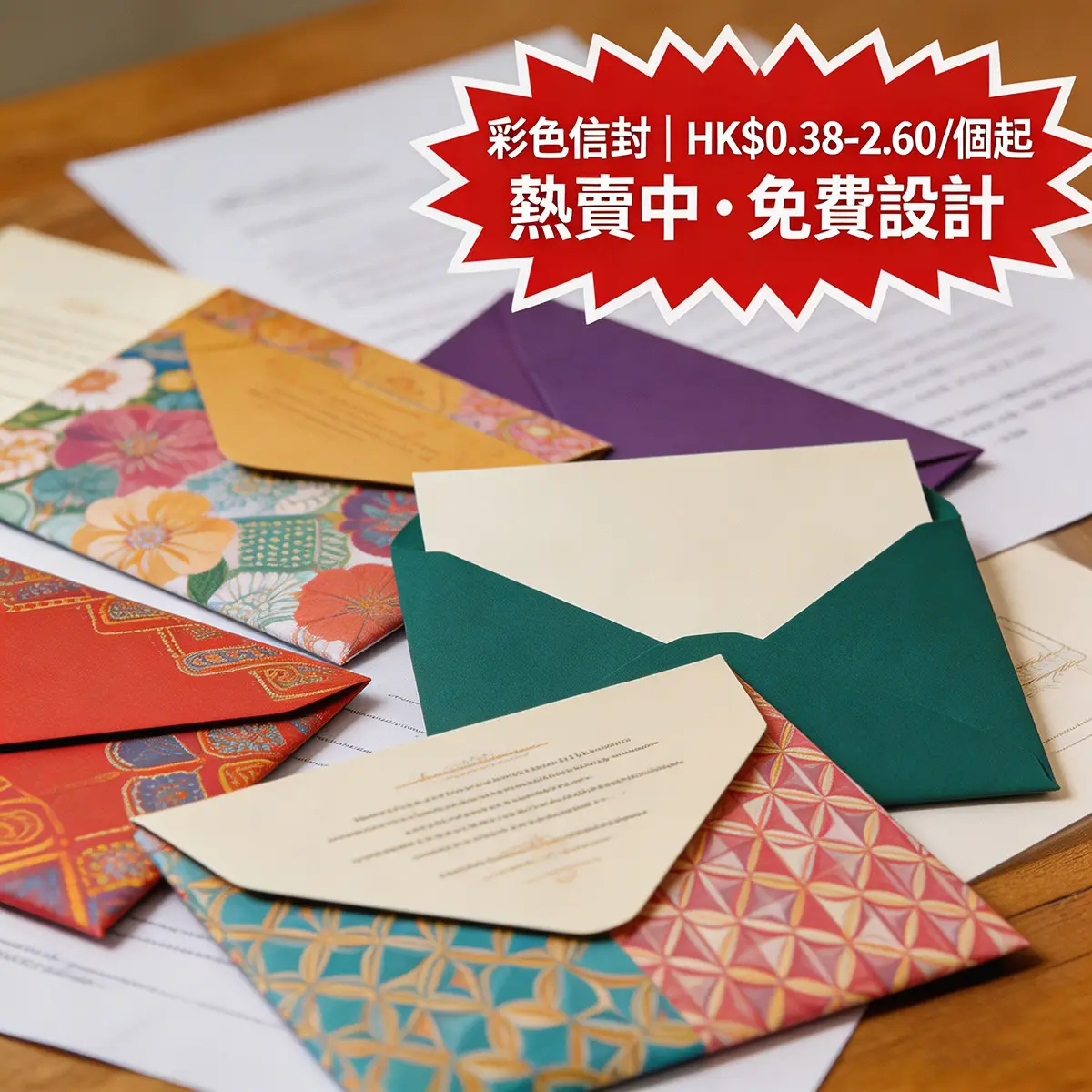 彩色信封 / 開窗信封 | 香港彩色信封印刷 80–120g 書紙/彩色書紙 | ZprintPro智印港