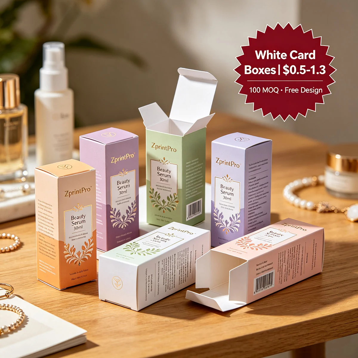 White Cardboard Boxes · Free Mockup · Global Shipping · ZprintPro